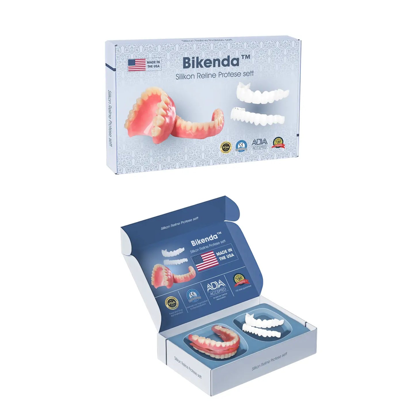 Bikenda™ Premium Custom Silicone Denture Set 💎✨ ADA (American Dental Association) Certified 🏅 Limited Time Discount Unlock a Perfect Smile 😁🦷 with our ADA-certified silicone dentures!