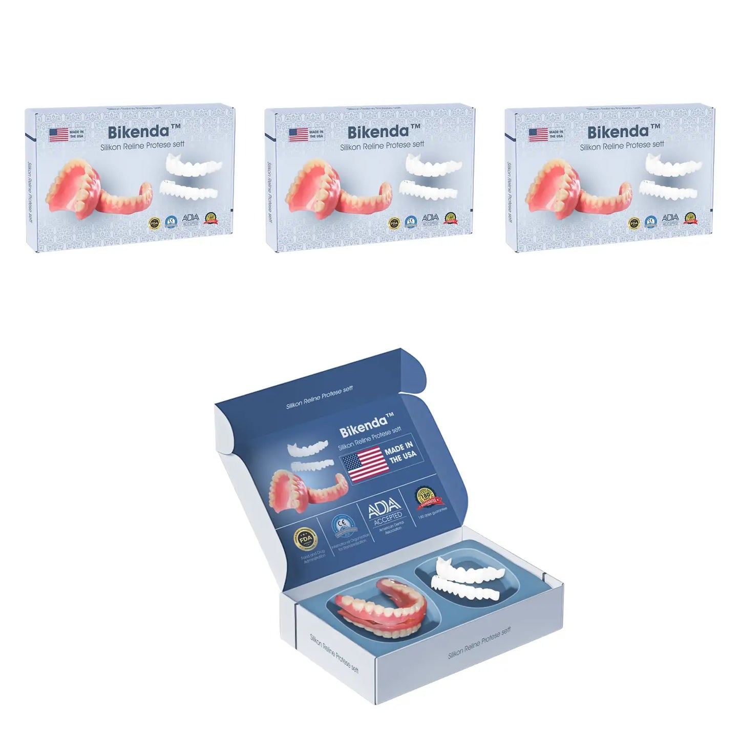 Bikenda™ Premium Custom Silicone Denture Set 💎✨ ADA (American Dental Association) Certified 🏅 Limited Time Discount Unlock a Perfect Smile 😁🦷 with our ADA-certified silicone dentures!