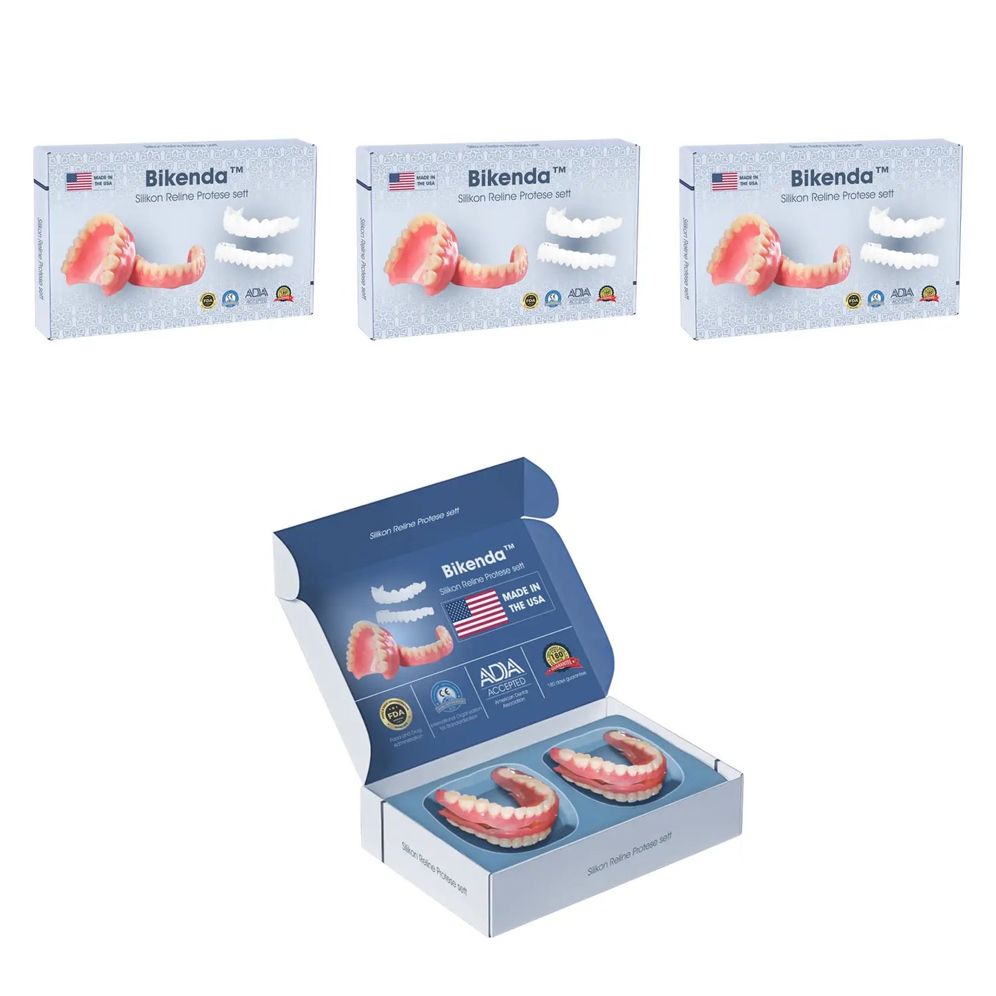 Bikenda™ Premium Custom Silicone Denture Set 💎✨ ADA (American Dental Association) Certified 🏅 Limited Time Discount Unlock a Perfect Smile 😁🦷 with our ADA-certified silicone dentures!