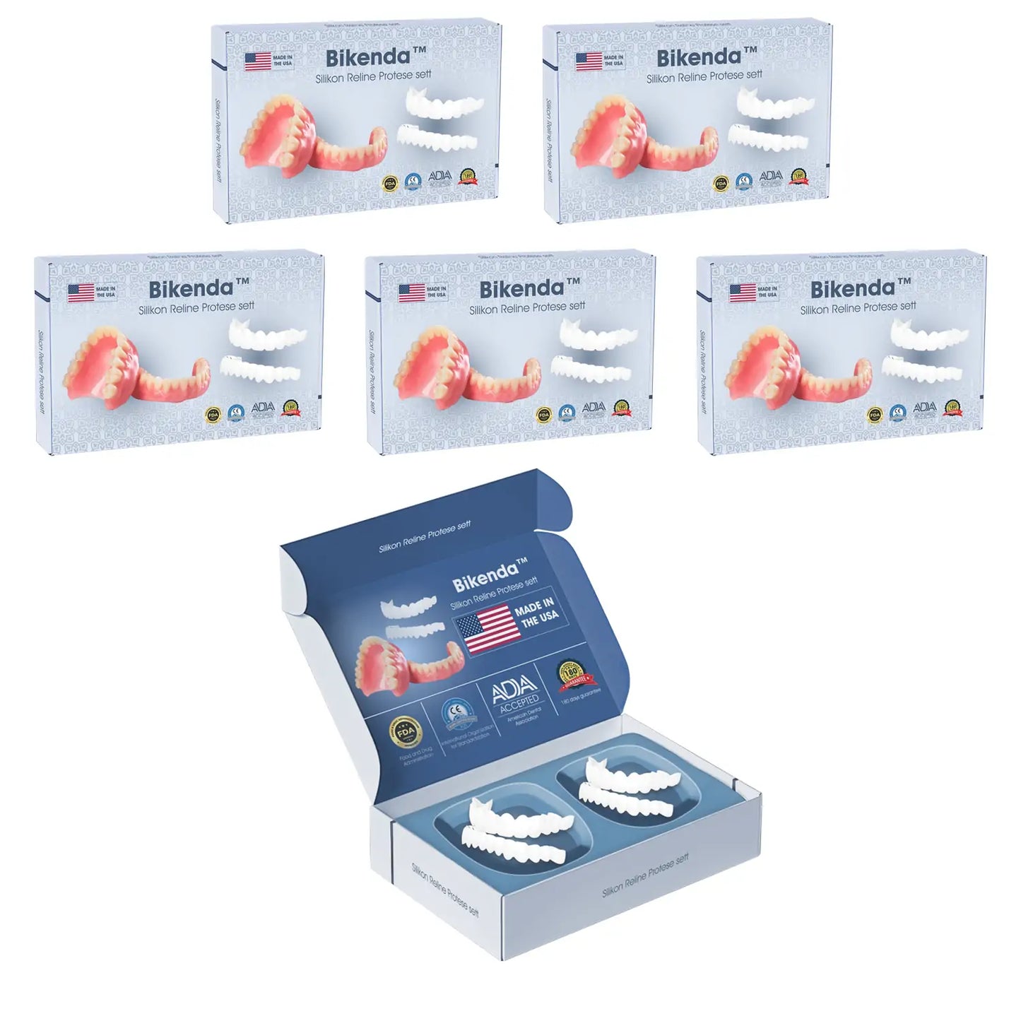 Bikenda™ Premium Custom Silicone Denture Set 💎✨ ADA (American Dental Association) Certified 🏅 Limited Time Discount Unlock a Perfect Smile 😁🦷 with our ADA-certified silicone dentures!