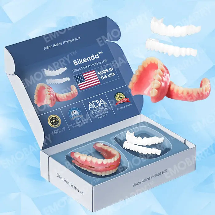 Bikenda™ Premium Custom Silicone Denture Set 💎✨ ADA (American Dental Association) Certified 🏅 Limited Time Discount Unlock a Perfect Smile 😁🦷 with our ADA-certified silicone dentures!