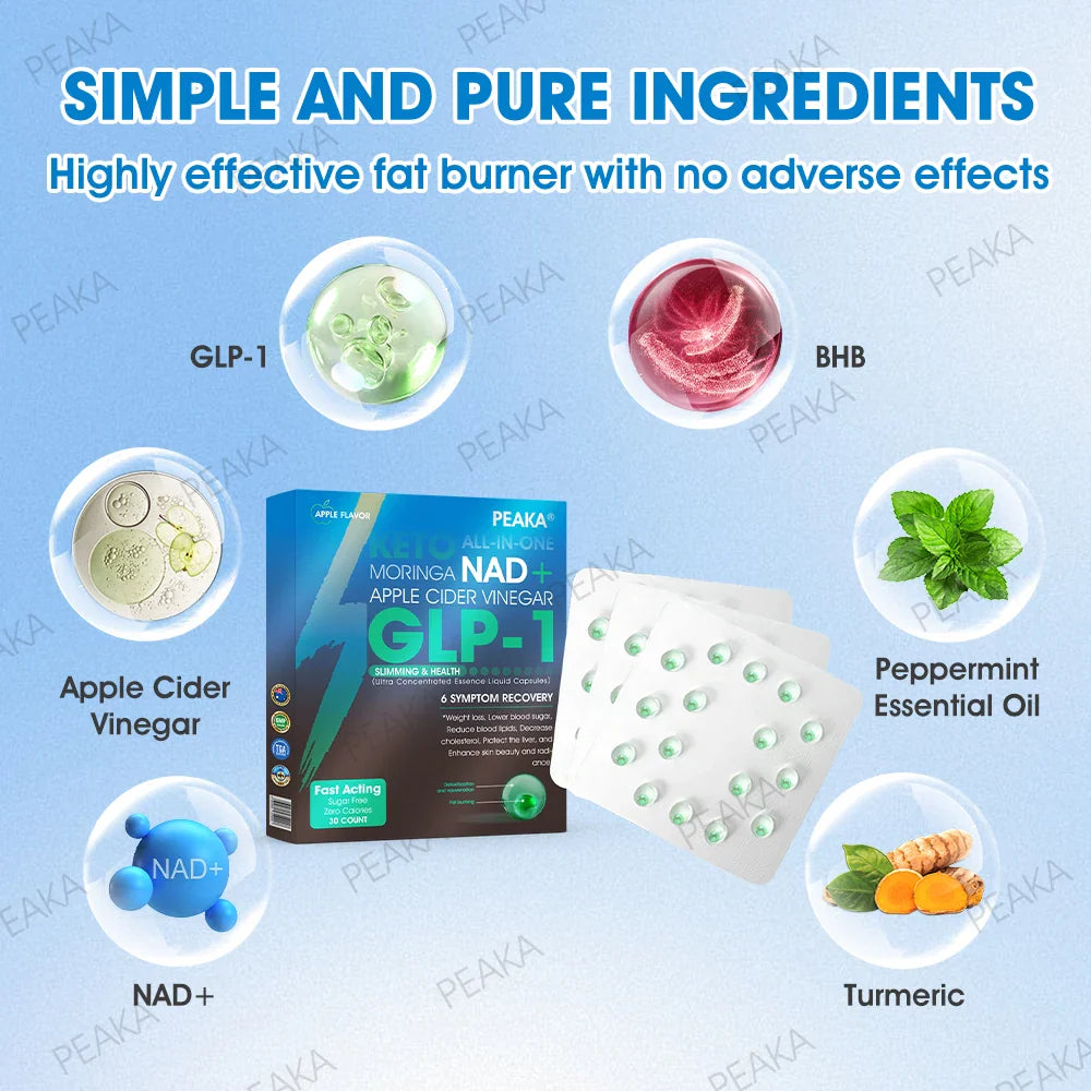 [Official Authorized Store] 𝐏𝐄𝐀𝐊𝐀® 𝐆𝐋𝐏-𝟏 Slimming & Health Ultra Concentrated Essence Liquid Pearls - NAD+ Moringa & ACV & Keto BHB (⚡🍃speedy, long-lasting, addressing diabetes, obesity, and cardiovascular diseases) - ⚡Developed by the Obesity Society