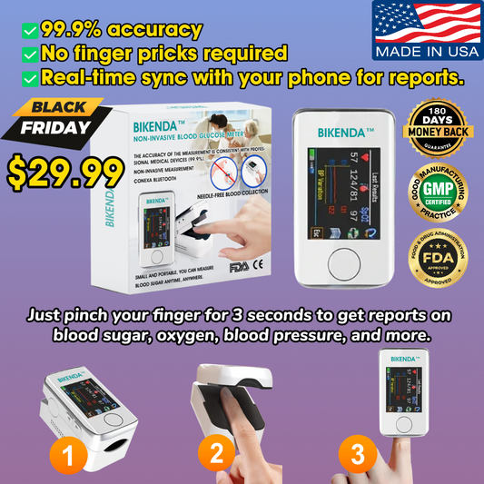 Official Store |🚚 Bikenda™ A.M.A.-Approved Non-Invasive Blood Sugar Monitor [99.9% Accuracy] + Free Gift 🎁 | Your Health, Our Priority!