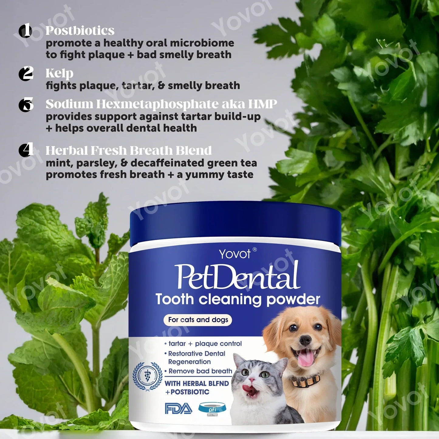 [Official Store] Yovot® Pet Dental Powder – Freshen Breath, Regenerate Teeth & Remove Tartar (CVMA-Approved for Cats & Dogs) 🐱🐶 – Last Chance! ⏳ Save 70%! 💥