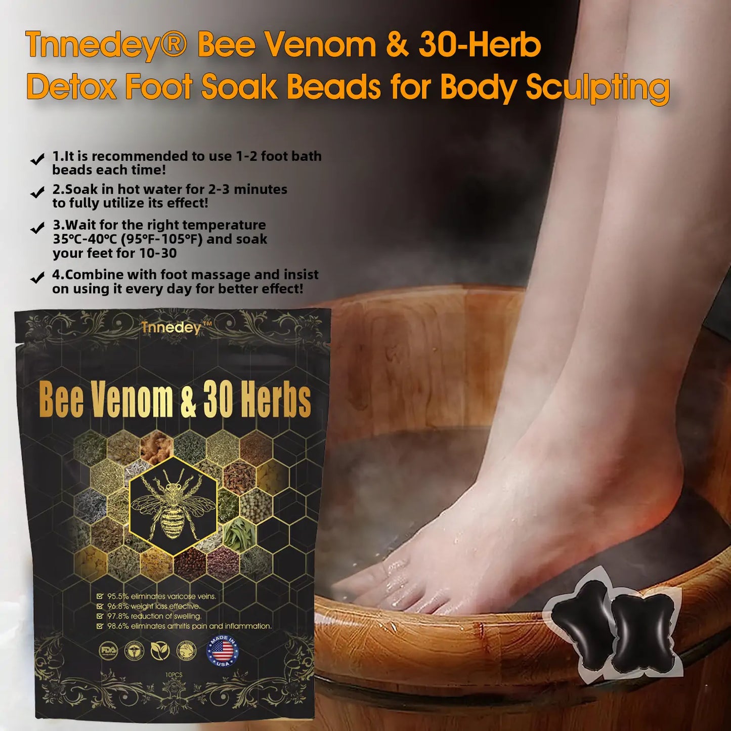 𝐂𝐡𝐫𝐢𝐬𝐭𝐦𝐚𝐬 𝐒𝐩𝐞𝐜𝐢𝐚𝐥: Tnnedey® Bee Venom & 30-Herb Detox Foot Soak Beads for 𝐁𝐨𝐝𝐲 𝐒𝐜𝐮𝐥𝐩𝐭𝐢𝐧𝐠 Recommended by the America 𝐋𝐲𝐦𝐩𝐡𝐚𝐭𝐢𝐜 Academy (ALA) 🎄✨