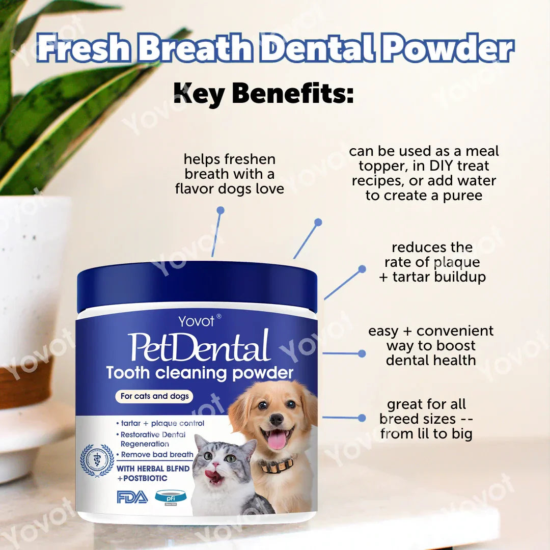 【Official Store】Last Day! 70% OFF! 🎉 - Yovot® Pet Dental Powder 🐾 – Freshen Breath, Regenerate Teeth & Remove Tartar 🦷 (AVMA Recommended for Cats & Dogs) 🐱🐶