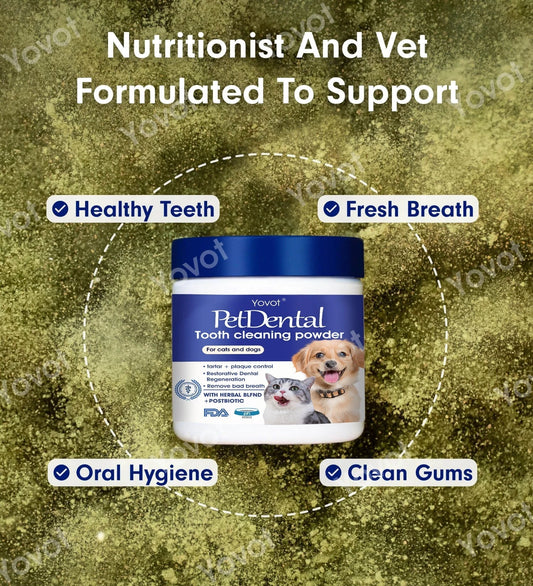 【Official Store】Yovot® Pet Dental Powder – 😻🐶Freshen Breath, Regenerate Teeth & Remove Tartar (CVMA Recommended for Cats & Dogs) – Last Day! 70% OFF!