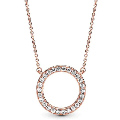 Neue 925 Sterling Silber Zeitlose Eleganz Schneeflocke akzentuierte kreisförmige Herzen Collier Halskette für beliebte Perlen Charm DIY Schmuck