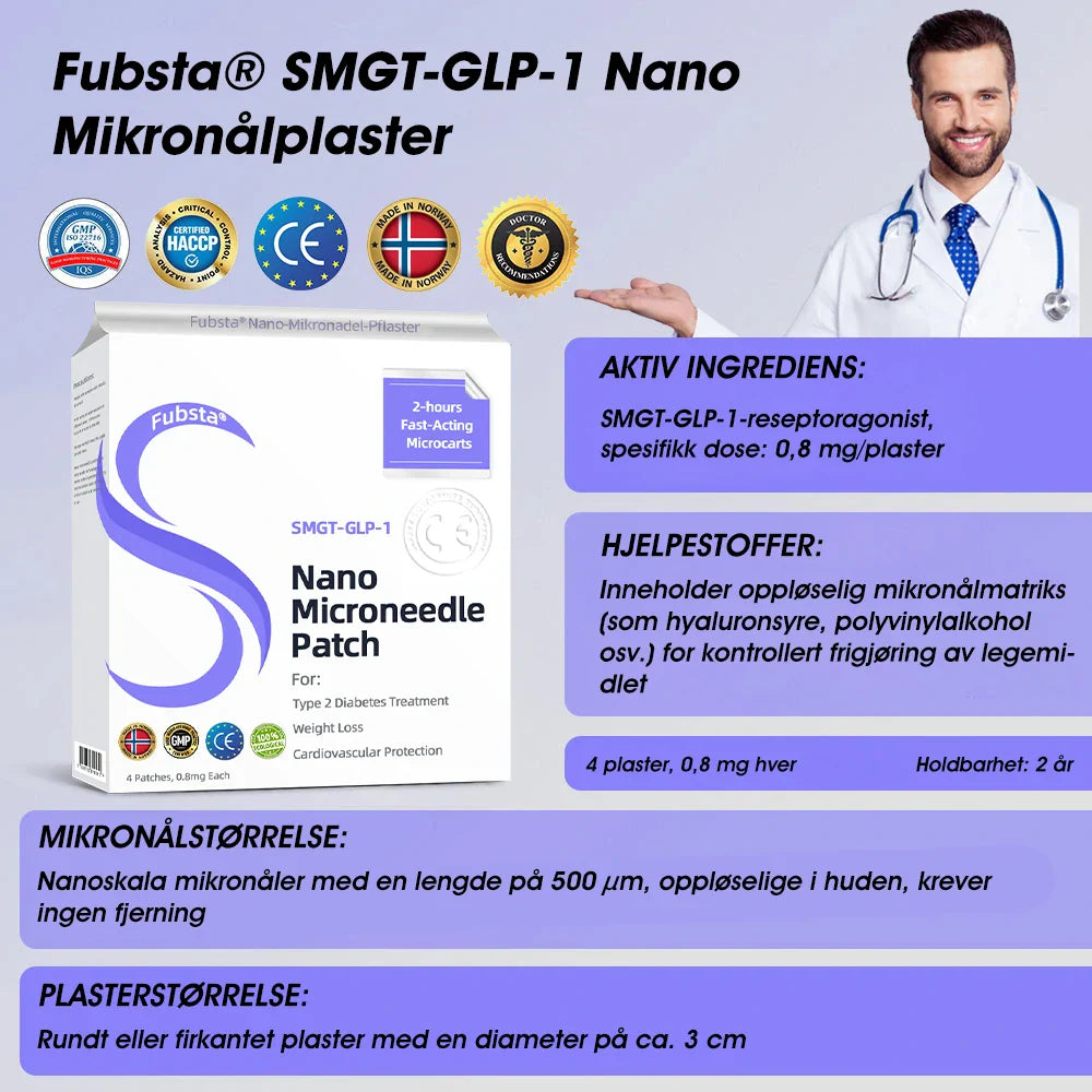 Fubsta® SMGT-GLP-1 Nano Microneedle Patch 2.0 (✅Smertefri, langvarig, som behandler diabetes, fedme og kardiovaskulære sykdommer) - 🔥Se resultater på 7 dager