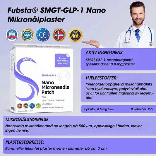 Fubsta® SMGT-GLP-1 Nano Microneedle Patch 2.0 (✅Smertefri, langvarig, som behandler diabetes, fedme og kardiovaskulære sykdommer) - 🔥Se resultater på 7 dager