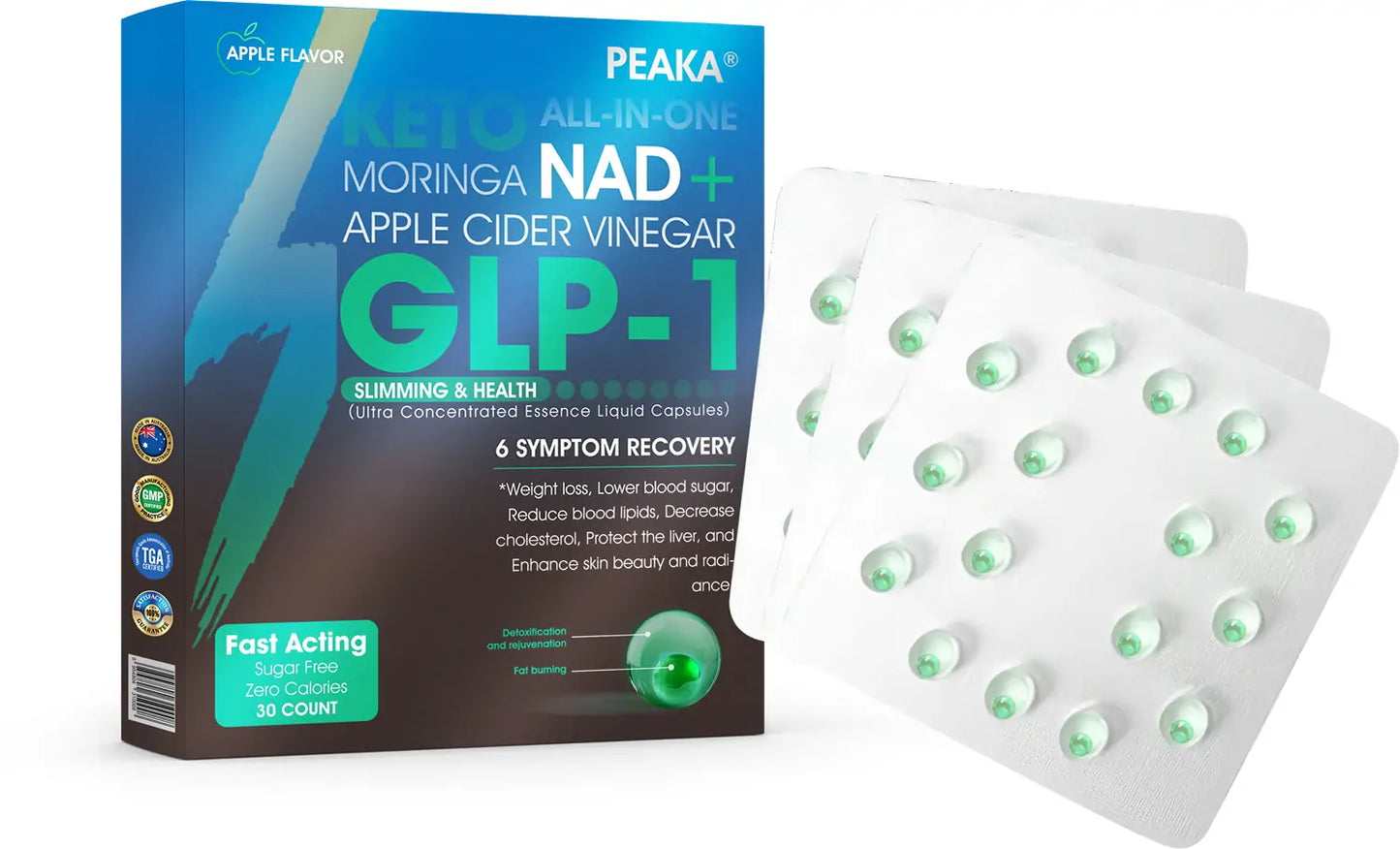 [Official Authorized Store] 𝐏𝐄𝐀𝐊𝐀® 𝐆𝐋𝐏-𝟏 Slimming & Health Ultra Concentrated Essence Liquid Pearls - NAD+ Moringa & ACV & Keto BHB (⚡🍃speedy, long-lasting, addressing diabetes, obesity, and cardiovascular diseases) - ⚡Developed by the Obesity Society