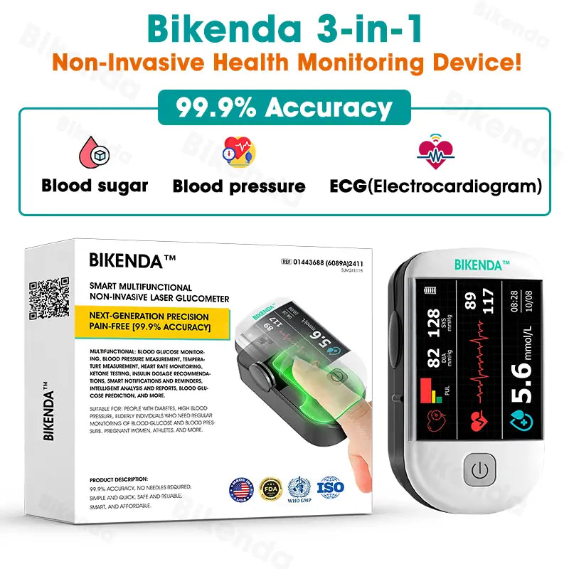 【𝐔𝐒 𝐌𝐞𝐝𝐢𝐜𝐚𝐥】Bikenda™ 3-in-1 Advanced Health Monitor – Blood Glucose, Blood Pressure & ECG with 99.9% Accuracy